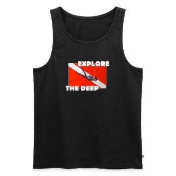 EXPLORE THE DEEP - Men's Premium Organic Tank Top - black - Front - AI Model Male 178 light (178cm)
