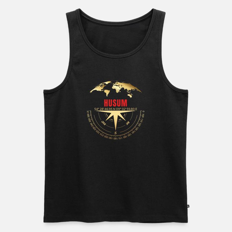 Koordinaten Husum - Männer Premium Bio Tank Top - Schwarz