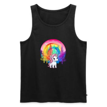 Regenbogen Einhorn Einhörner Kinder Kind - Männer Premium Bio Tank Top - Schwarz - Vorne - AI Model Male 178 light (178cm)