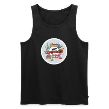 Visit Copenhagen Visit Copenhagen Denmark Love - Men's Premium Organic Tank Top - black - Front - AI Model Male 178 light (178cm)