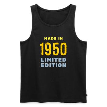 1950 - Men's Premium Organic Tank Top - black - Front - AI Model Male 178 light (178cm)