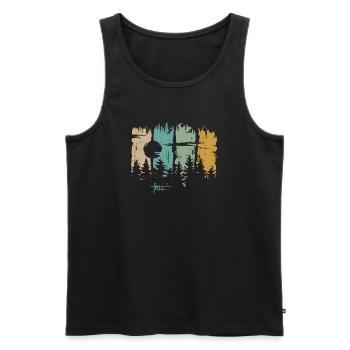 Retro Moon & Forest Design – Free Lettering & Nature - Men's Premium Organic Tank Top - black - Front - Michal (187cm)