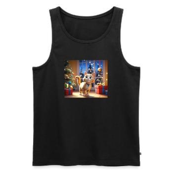 Cartoon Frohe Weihnachten Katze Geschenk - Männer Premium Bio Tank Top - Schwarz - Vorne - Michal (187cm)