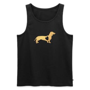 Herz Dackel Gold Hund Liebe Fan Gassi Wauwau Love - Männer Premium Bio Tank Top - Schwarz - Vorne - Michal (187cm)