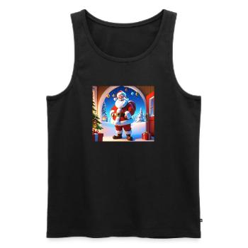 Cartoon Merry Christmas Saint Nicholas Gift - Men's Premium Organic Tank Top - black - Front - AI Model Male 178 light (178cm)