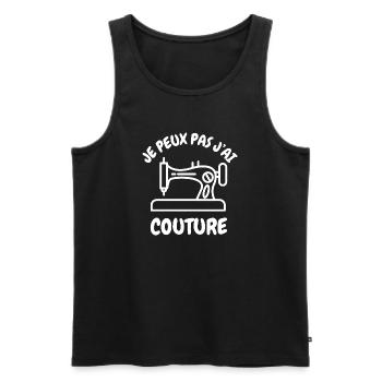 Je peux pas j'ai couture - Débardeur bio Premium Homme - noir - Devant - AI Model Male 178 light (178cm)