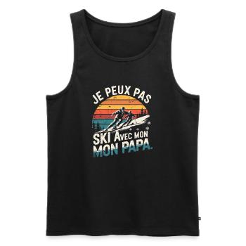 Je peux pas j'ai Ski avec mon papa vintage - Débardeur bio Premium Homme - noir - Devant - Michal (187cm)