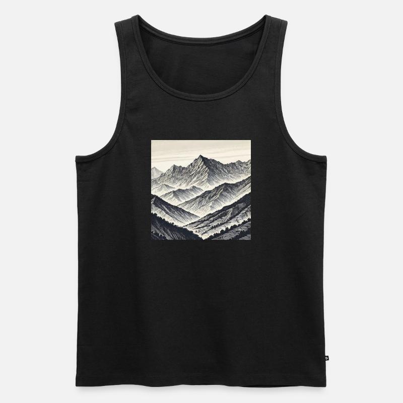 Linienberge der Schatten - Männer Premium Bio Tank Top - Schwarz