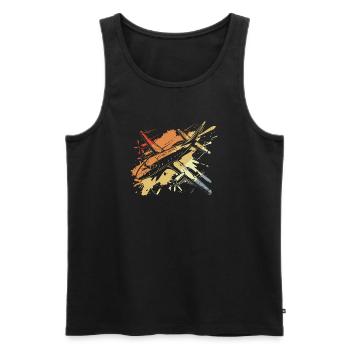 Flugzeug Streetart Retro - Männer Premium Bio Tank Top - Schwarz - Vorne - AI Model Male 178 light (178cm)