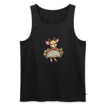 Reindeer with Merry Christmas Sign - Men's Premium Organic Tank Top - black - Front - AI Model Male 178 light (178cm)