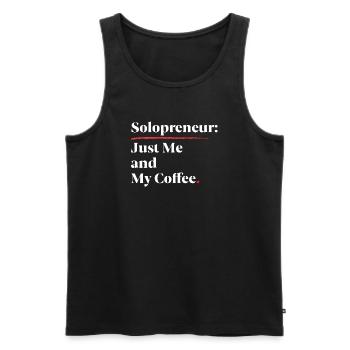 Solopreneur Vibes: Just Me & My Coffee [Weiß] - Männer Premium Bio Tank Top - Schwarz - Vorne - Michal (187cm)