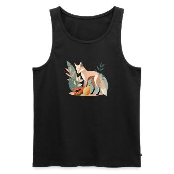 Elegant fox with tropical fruits - Men's Premium Organic Tank Top - black - Front - AI Model Male 178 light (178cm)