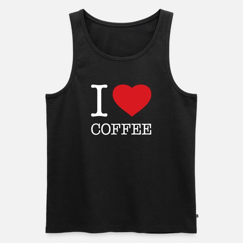 I LOVE COFFEE - Männer Premium Bio Tank Top - Schwarz