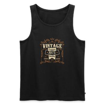Design vintage anniversaire 1975 - Débardeur bio Premium Homme - noir - Devant - Michal (187cm)
