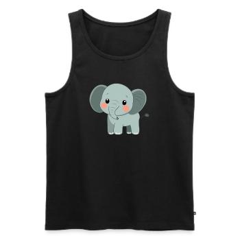Éléphant mignon et heureux - Adorable dessin animé - Débardeur bio Premium Homme - noir - Devant - AI Model Male 178 light (178cm)