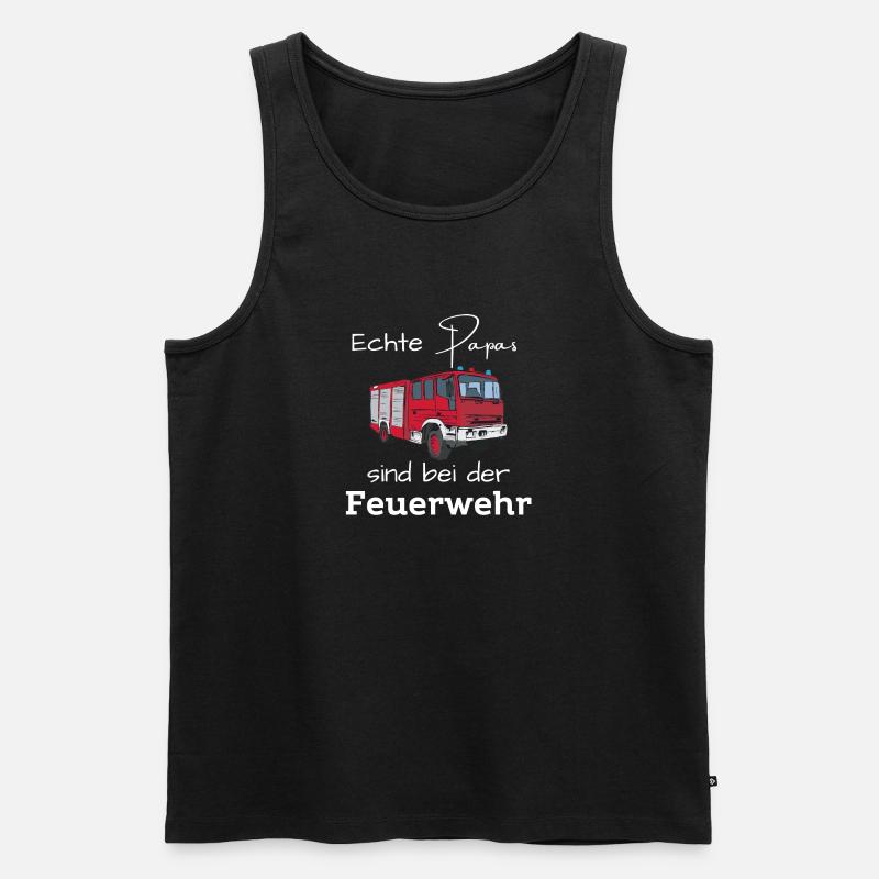 Echte Papas sind bei der Feuerwehr - Männer Premium Bio Tank Top - Schwarz