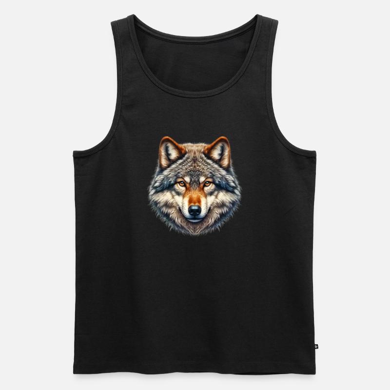 Wolf - Männer Premium Bio Tank Top - Schwarz