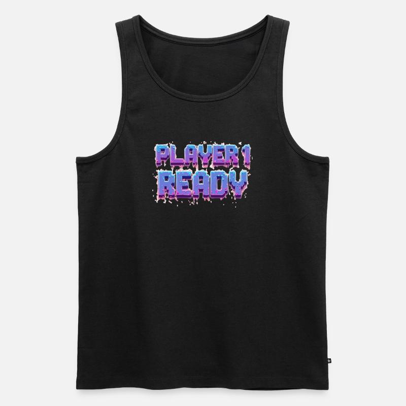 Player 1 Ready - Männer Premium Bio Tank Top - Schwarz