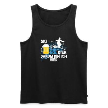 Ski und Bier darum bin ich hier - Männer Premium Bio Tank Top - Schwarz - Vorne - AI Model Male 178 light (178cm)