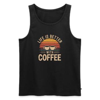 Life Is Better With Coffee Retro - Men's Premium Organic Tank Top - black - Front - Michal (187cm)