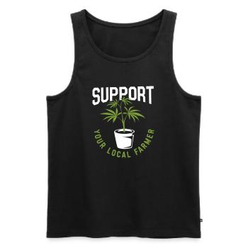Soutenez votre producteur local de cannabis - Débardeur bio Premium Homme - noir - Devant - AI Model Male 178 light (178cm)