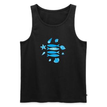 Unterwasserwelt Meeresfisch Muster - Männer Premium Bio Tank Top - Schwarz - Vorne - AI Model Male 178 light (178cm)
