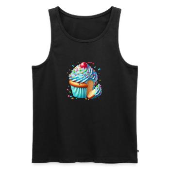 Blauer Cupcake mit bunten Streuseln - Männer Premium Bio Tank Top - Schwarz - Vorne - AI Model Male 178 light (178cm)