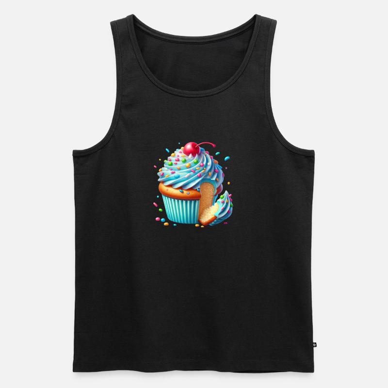 Blauer Cupcake mit bunten Streuseln - Männer Premium Bio Tank Top - Schwarz