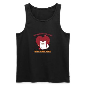 Herzkatze mit Dankbarkeit für dich - Männer Premium Bio Tank Top - Schwarz - Vorne - AI Model Male 178 light (178cm)