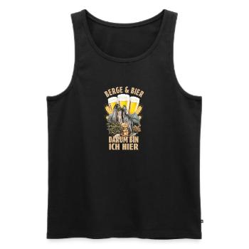 Berge & Bier, darum bin ich hier - Männer Premium Bio Tank Top - Schwarz - Vorne - Michal (187cm)