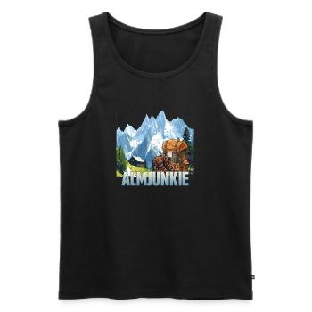 Almjunkie - Männer Premium Bio Tank Top - Schwarz - Vorne - Michal (187cm)