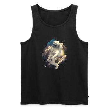 Astronaute dans la magie spatiale - Débardeur bio Premium Homme - noir - Devant - Michal (187cm)
