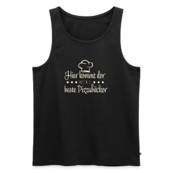 Pizzabäcker, Pizza - Männer Premium Bio Tank Top - Schwarz - Vorne - Michal (187cm)