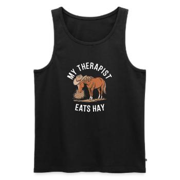 Mein Therapeut isst Heu - Männer Premium Bio Tank Top - Schwarz - Vorne - AI Model Male 178 light (178cm)
