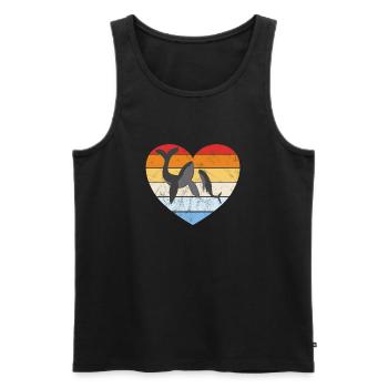 Buckelwal mit Baby retro Herz - Männer Premium Bio Tank Top - Schwarz - Vorne - AI Model Male 178 light (178cm)