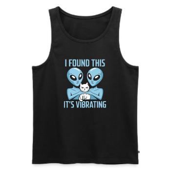 Außerirdische Katze Entdeckung - Männer Premium Bio Tank Top - Schwarz - Vorne - AI Model Male 178 light (178cm)