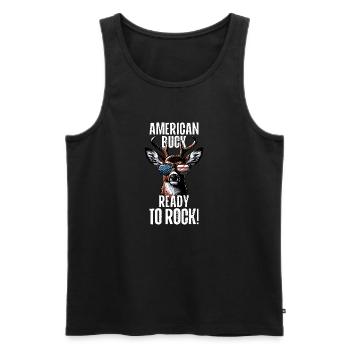 4th of July Stag Patriotic Outfit USA Flag - Men's Premium Organic Tank Top - black - Front - AI Model Male 178 light (178cm)