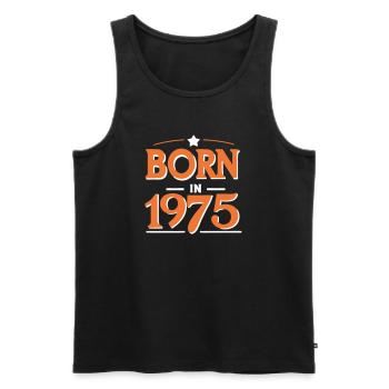 Born in 1975 – 50 years of Retro Kult - Men's Premium Organic Tank Top - black - Front - AI Model Male 178 light (178cm)