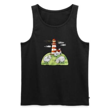 Leuchtturm und Schafe I Nordsee Ostsee Küste - Männer Premium Bio Tank Top - Schwarz - Vorne - AI Model Male 178 light (178cm)