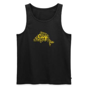 Carp Fishing - Carp-Shaped Yellow Words - Men's Premium Organic Tank Top - black - Front - AI Model Male 178 light (178cm)