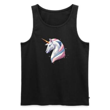 Geometrisches Einhorn – Moderne Eleganz - Männer Premium Bio Tank Top - Schwarz - Vorne - Michal (187cm)