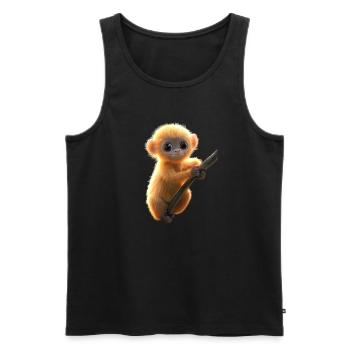 Gibbon Affe Weißhandgibbon Monkey Süße Lar Gibbons - Männer Premium Bio Tank Top - Schwarz - Vorne - AI Model Male 178 light (178cm)