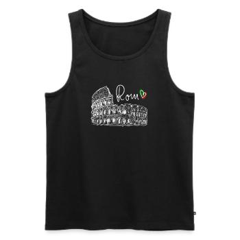Handgezeichnetes Kolosseum Rom Weiß auf Schwarz - Männer Premium Bio Tank Top - Schwarz - Vorne - AI Model Male 178 light (178cm)