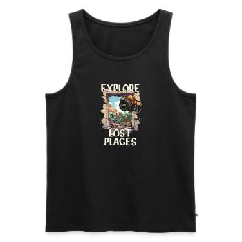 Explore Lost Places - Männer Premium Bio Tank Top - Schwarz - Vorne - Michal (187cm)