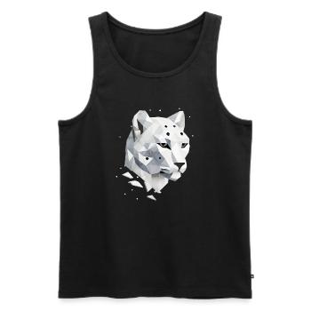 Geometric Snow Leopard – Elegance of the Wilderness - Men's Premium Organic Tank Top - black - Front - AI Model Male 178 light (178cm)