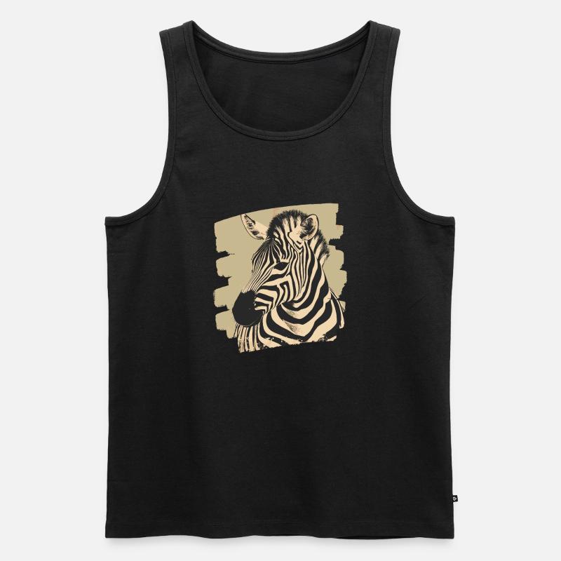 Zebra Retro - Männer Premium Bio Tank Top - Schwarz