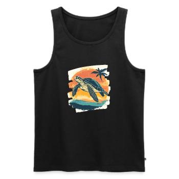 Sea Turtle Retro - Men's Premium Organic Tank Top - black - Front - Michal (187cm)