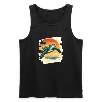 Sea Turtle Retro - Men's Premium Organic Tank Top - black - Front - Michal (187cm)