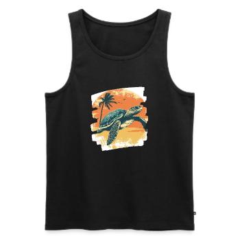 Sea Turtle Retro - Men's Premium Organic Tank Top - black - Front - Michal (187cm)