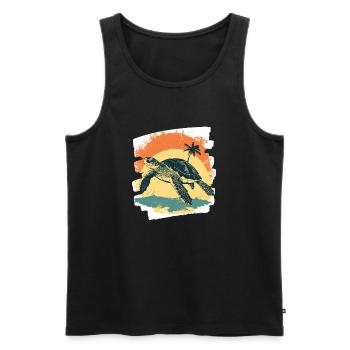 Sea Turtle Retro - Men's Premium Organic Tank Top - black - Front - Michal (187cm)